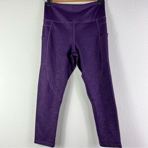 Zyia Active Purple Cropped Animal Print Leggings with Pockets Size 6-8